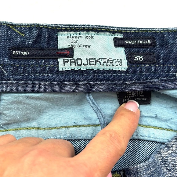 Projekraw Buckle Light Wash Whiskered Hand Sanded Relaxed Straight Jeans (38/34) - Picture 11 of 15